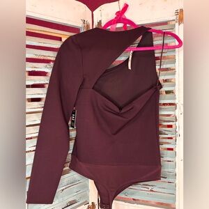 Express One-Shoulder Plum Long Sleeve Bodysuit